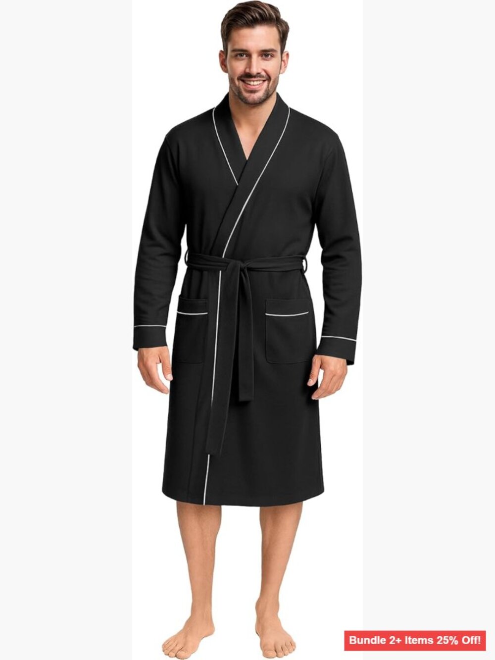 Men's Knit Robe Kimono Cotton Blend Bathrobe Loungewear Sleepwear Small